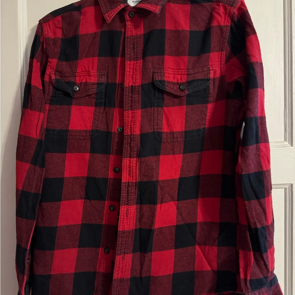Sonoma Red and Black Plaid Casual Button Down Shirt